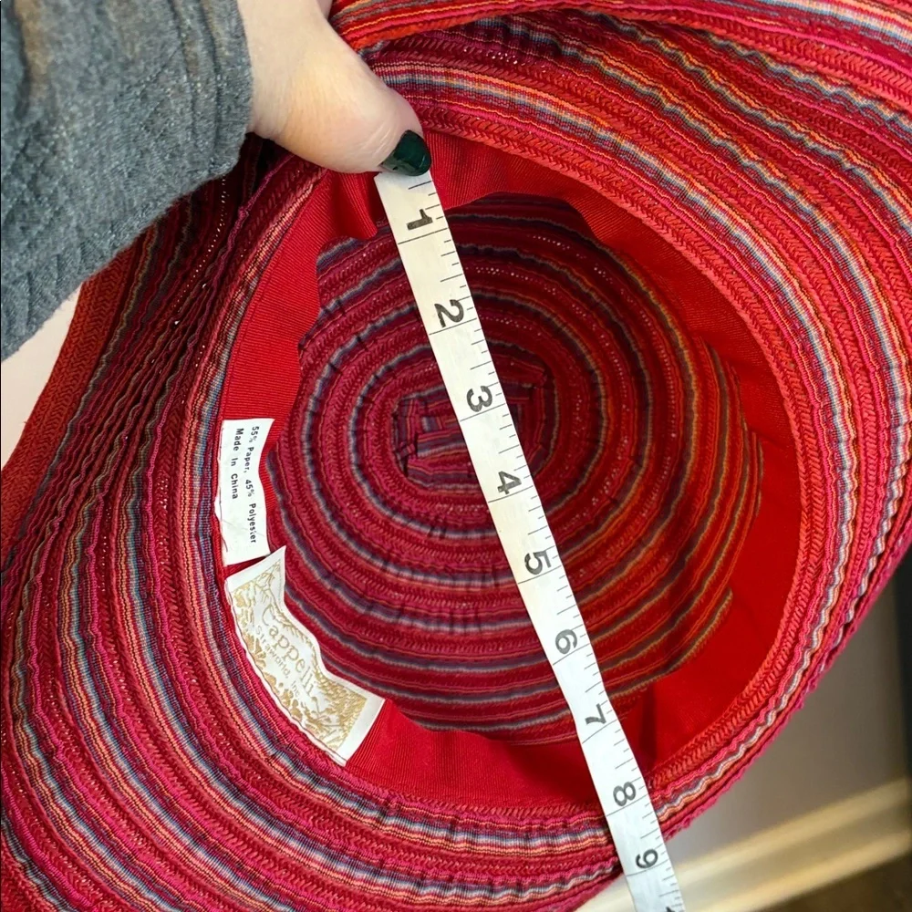 Cappelli Straworld, Inc. Striped Red Wide Brim Hat With Bow OS